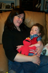 Mom and Collie on couch with elmo.jpg (65645 bytes)